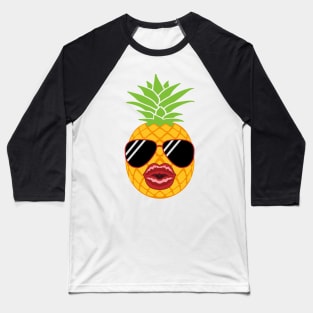 Pineapple with lip filler Botox Funny Pineapple Baseball T-Shirt